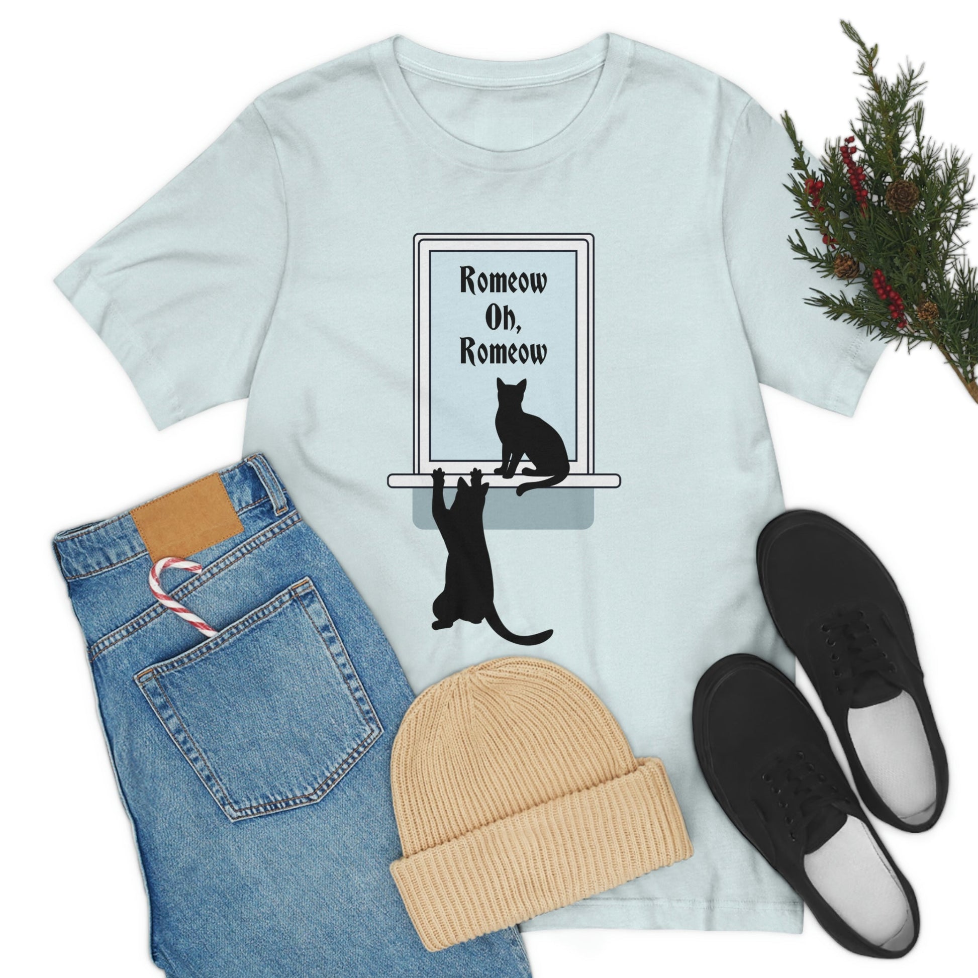 Romeow and Mewliet. William Shakespeare Romeo And Juliet Black Cat Lovers Unisex Jersey Short Sleeve T-Shirt Ichaku [Perfect Gifts Selection]