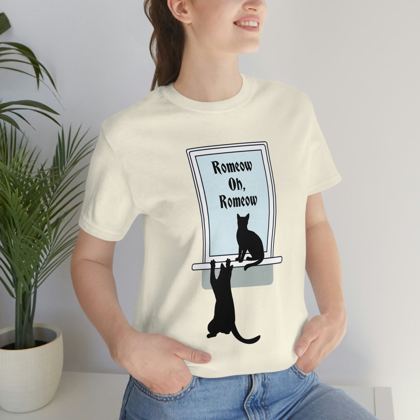 Romeow and Mewliet. William Shakespeare Romeo And Juliet Black Cat Lovers Unisex Jersey Short Sleeve T-Shirt Ichaku [Perfect Gifts Selection]