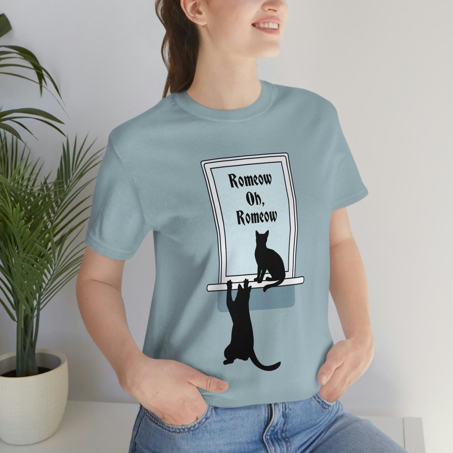 Romeow and Mewliet. William Shakespeare Romeo And Juliet Black Cat Lovers Unisex Jersey Short Sleeve T-Shirt Ichaku [Perfect Gifts Selection]