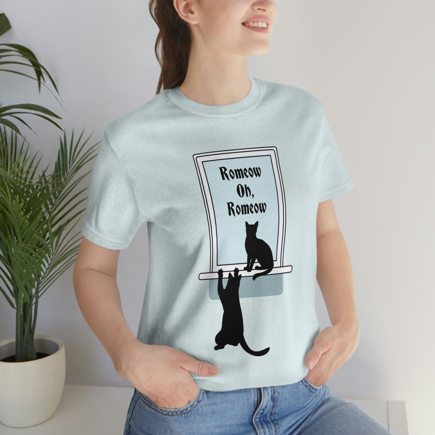 Romeow and Mewliet. William Shakespeare Romeo And Juliet Black Cat Lovers Unisex Jersey Short Sleeve T-Shirt Ichaku [Perfect Gifts Selection]