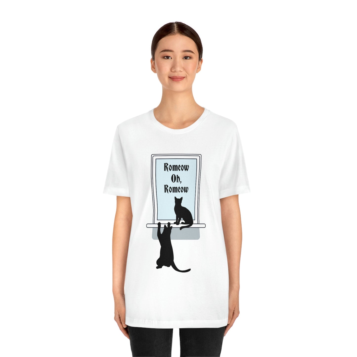 Romeow and Mewliet. William Shakespeare Romeo And Juliet Black Cat Lovers Unisex Jersey Short Sleeve T-Shirt Ichaku [Perfect Gifts Selection]