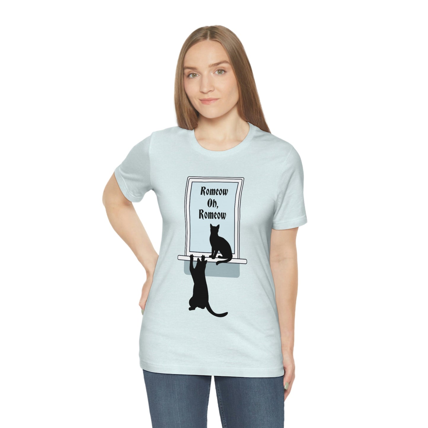 Romeow and Mewliet. William Shakespeare Romeo And Juliet Black Cat Lovers Unisex Jersey Short Sleeve T-Shirt Ichaku [Perfect Gifts Selection]