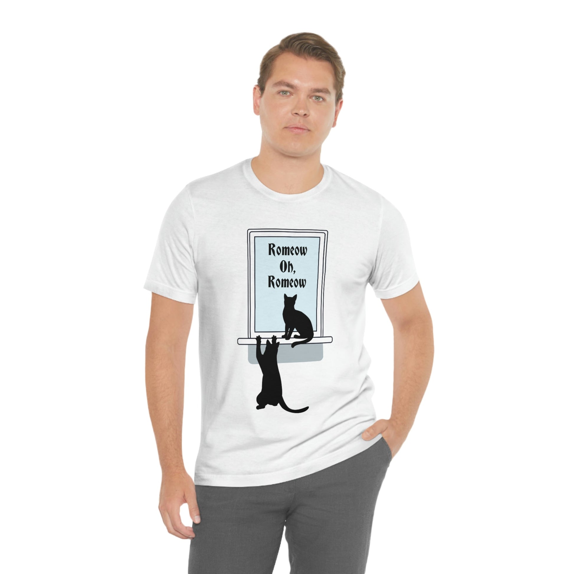 Romeow and Mewliet. William Shakespeare Romeo And Juliet Black Cat Lovers Unisex Jersey Short Sleeve T-Shirt Ichaku [Perfect Gifts Selection]