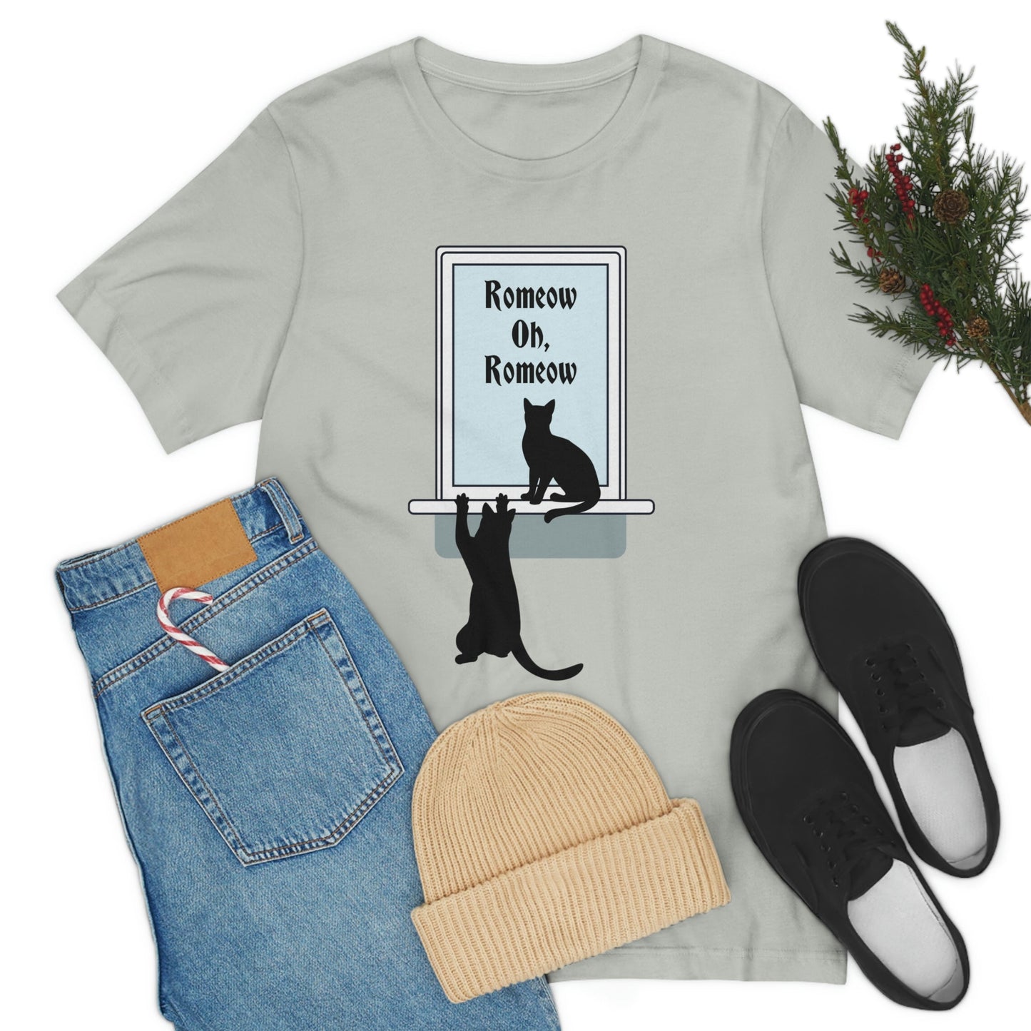 Romeow and Mewliet. William Shakespeare Romeo And Juliet Black Cat Lovers Unisex Jersey Short Sleeve T-Shirt Ichaku [Perfect Gifts Selection]