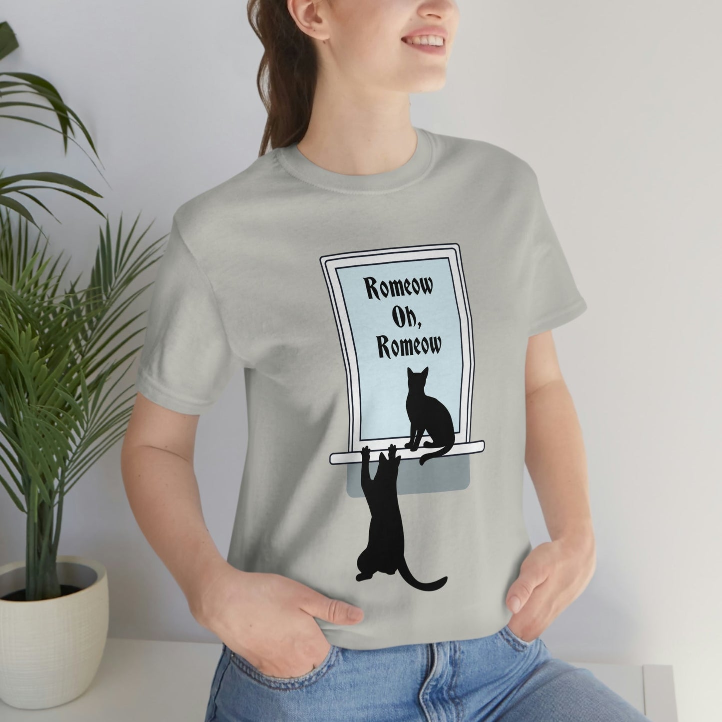 Romeow and Mewliet. William Shakespeare Romeo And Juliet Black Cat Lovers Unisex Jersey Short Sleeve T-Shirt Ichaku [Perfect Gifts Selection]