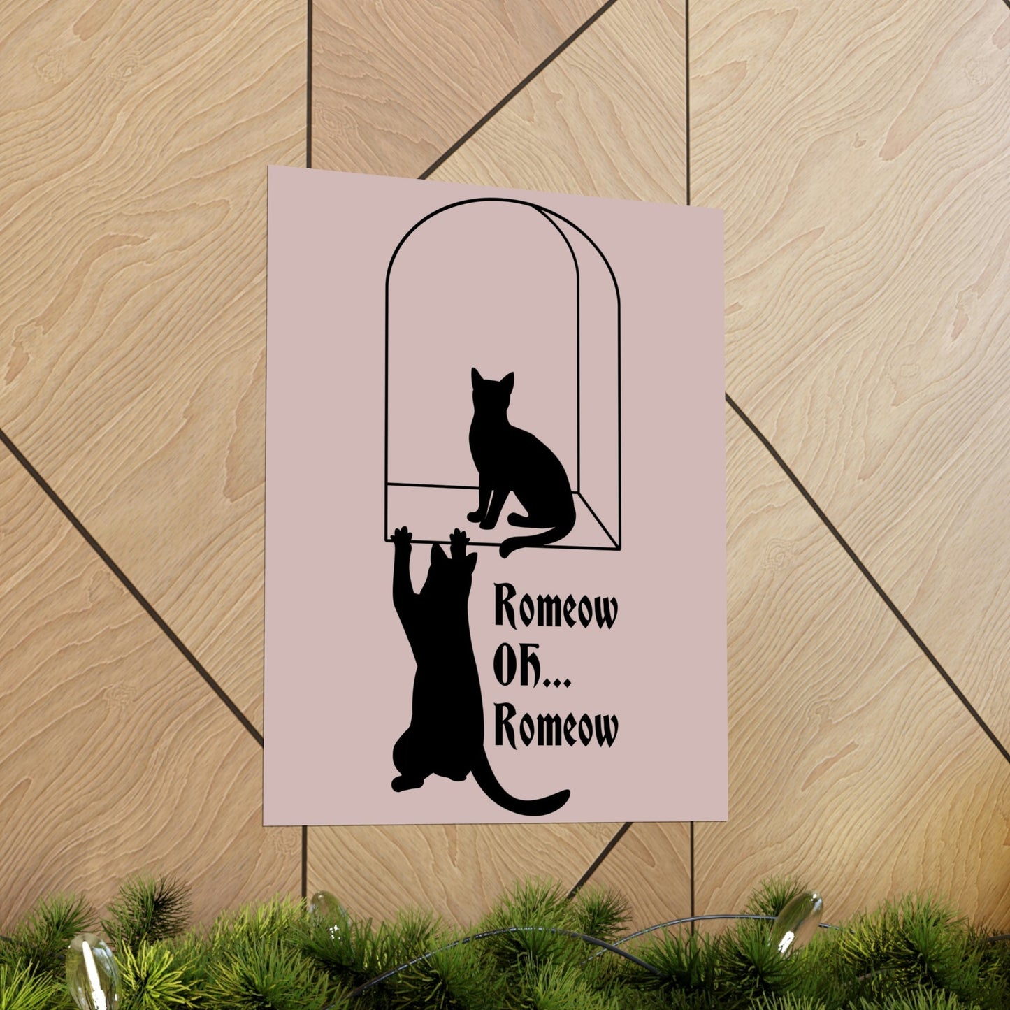 Romeow ang Mewliet Lovestory Valentine`s day Beige Art Premium Matte Vertical Posters Ichaku [Perfect Gifts Selection]