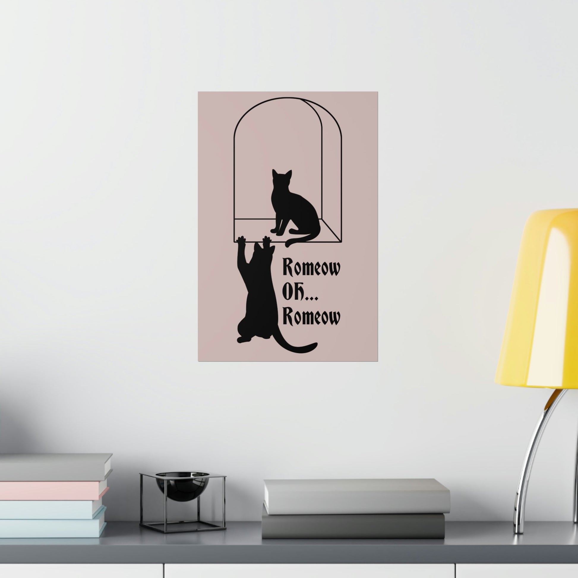 Romeow ang Mewliet Lovestory Valentine`s day Beige Art Premium Matte Vertical Posters Ichaku [Perfect Gifts Selection]