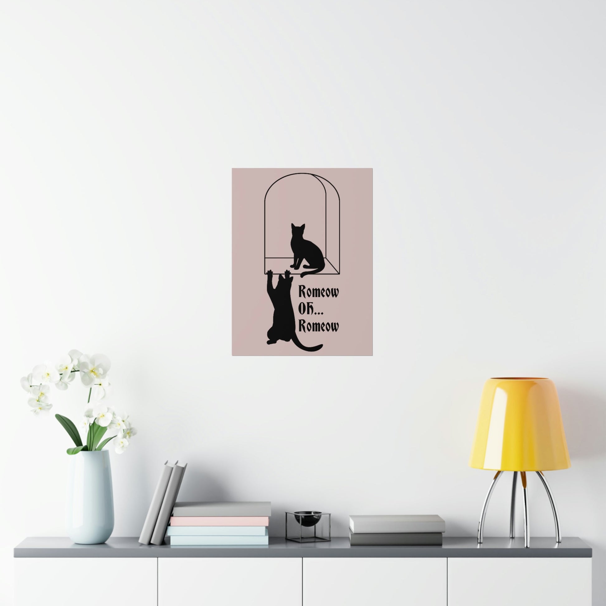 Romeow ang Mewliet Lovestory Valentine`s day Beige Art Premium Matte Vertical Posters Ichaku [Perfect Gifts Selection]