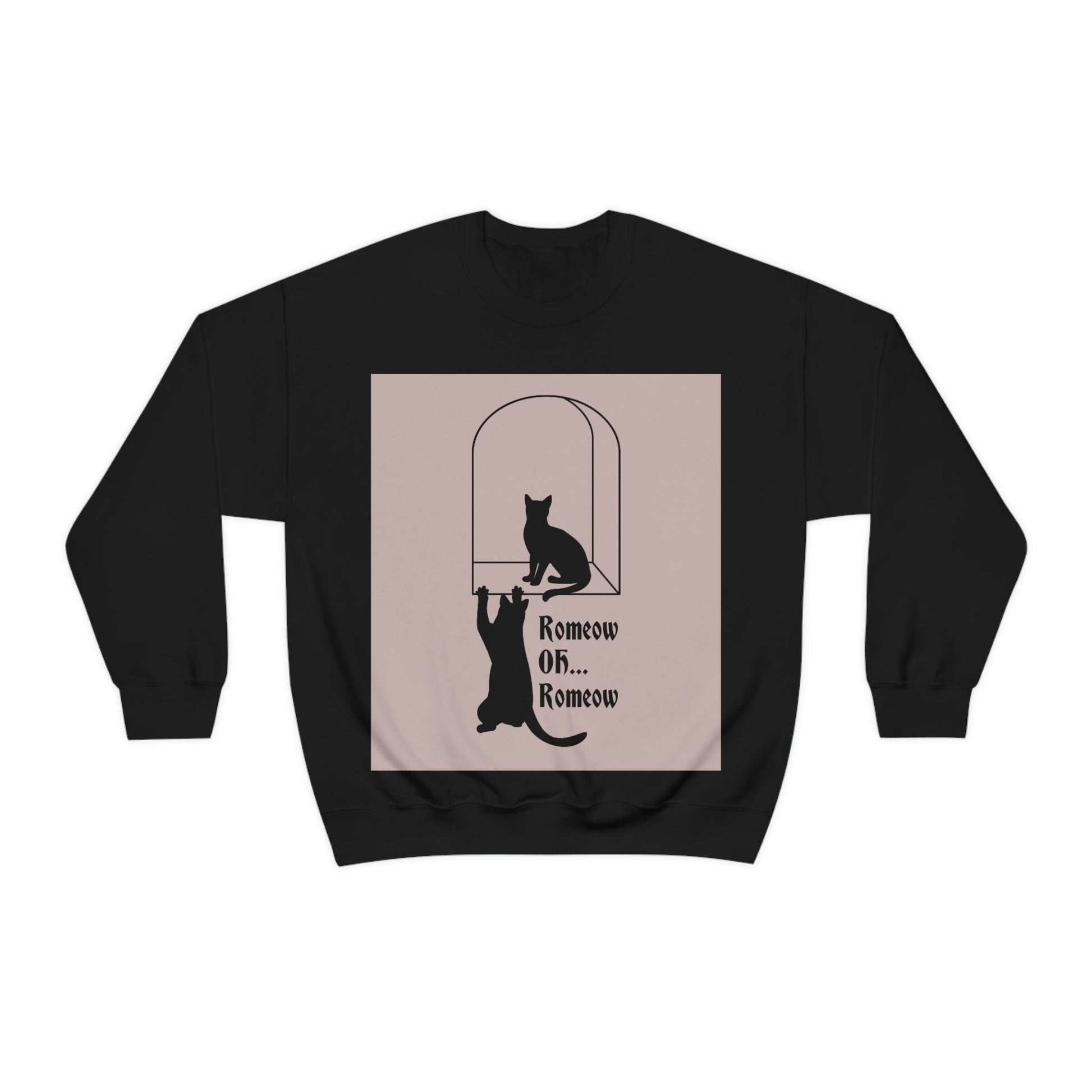 Romeow ang Mewliet Lovestory Valentine`s day Beige Unisex Heavy Blend™ Crewneck Sweatshirt Ichaku [Perfect Gifts Selection]