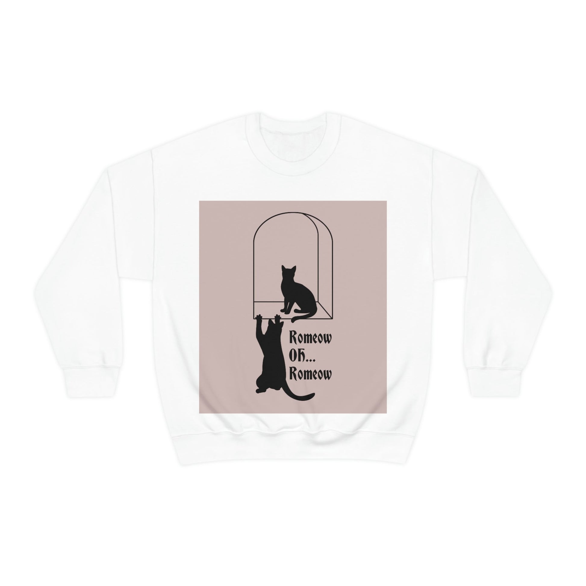 Romeow ang Mewliet Lovestory Valentine`s day Beige Unisex Heavy Blend™ Crewneck Sweatshirt Ichaku [Perfect Gifts Selection]