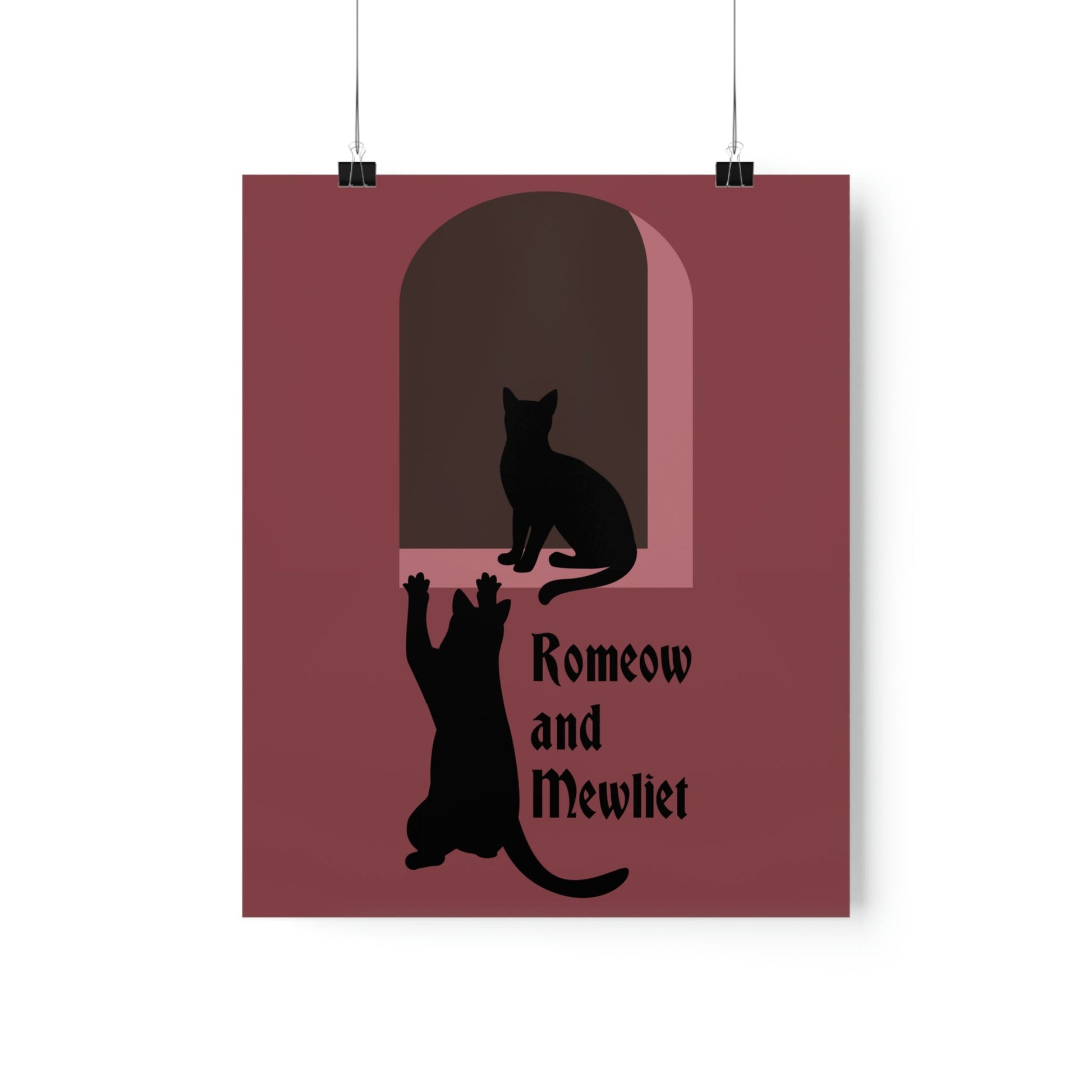 Romeow ang Mewliet Lovestory Valentine`s day Burgundy Art Premium Matte Vertical Posters Ichaku [Perfect Gifts Selection]