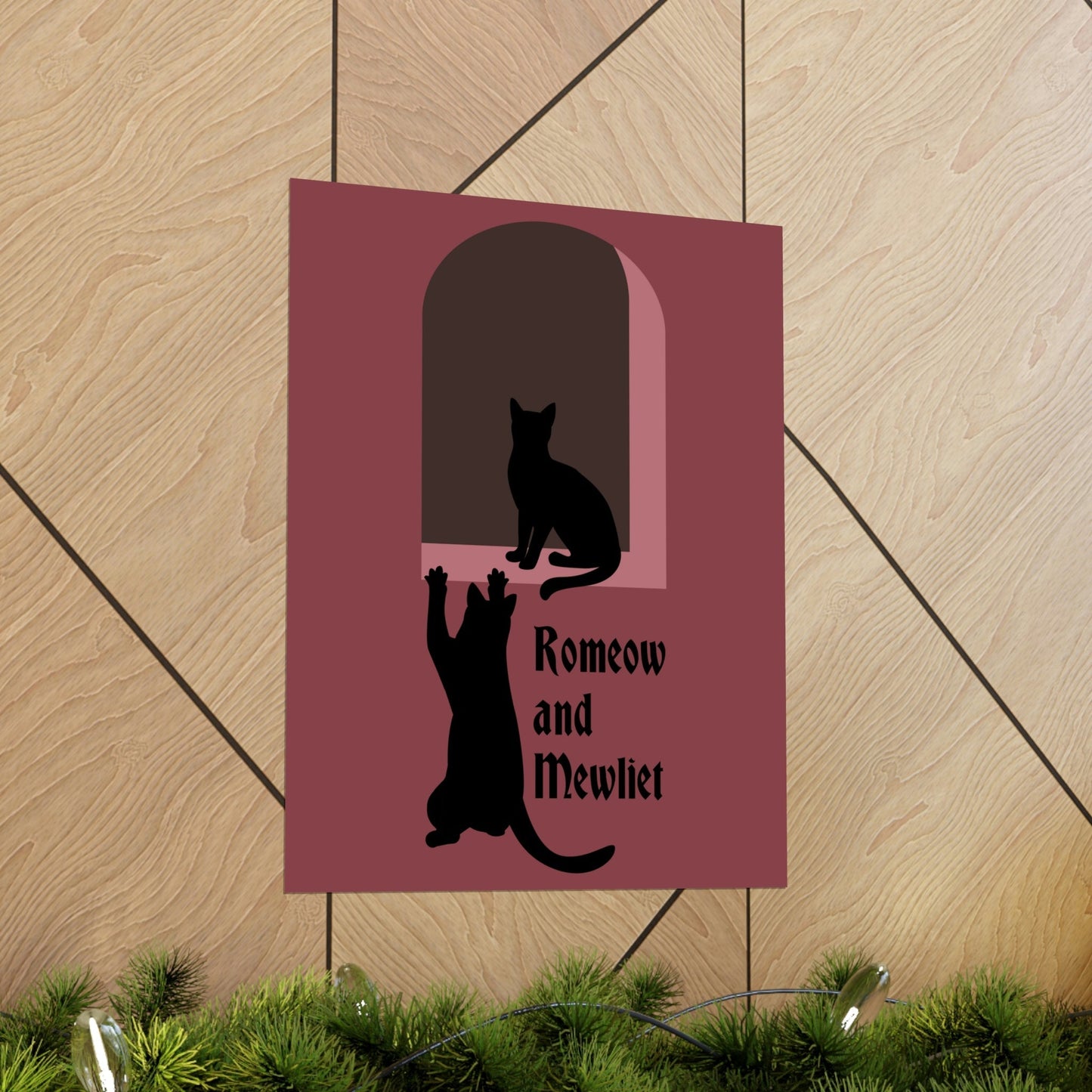 Romeow ang Mewliet Lovestory Valentine`s day Burgundy Art Premium Matte Vertical Posters Ichaku [Perfect Gifts Selection]