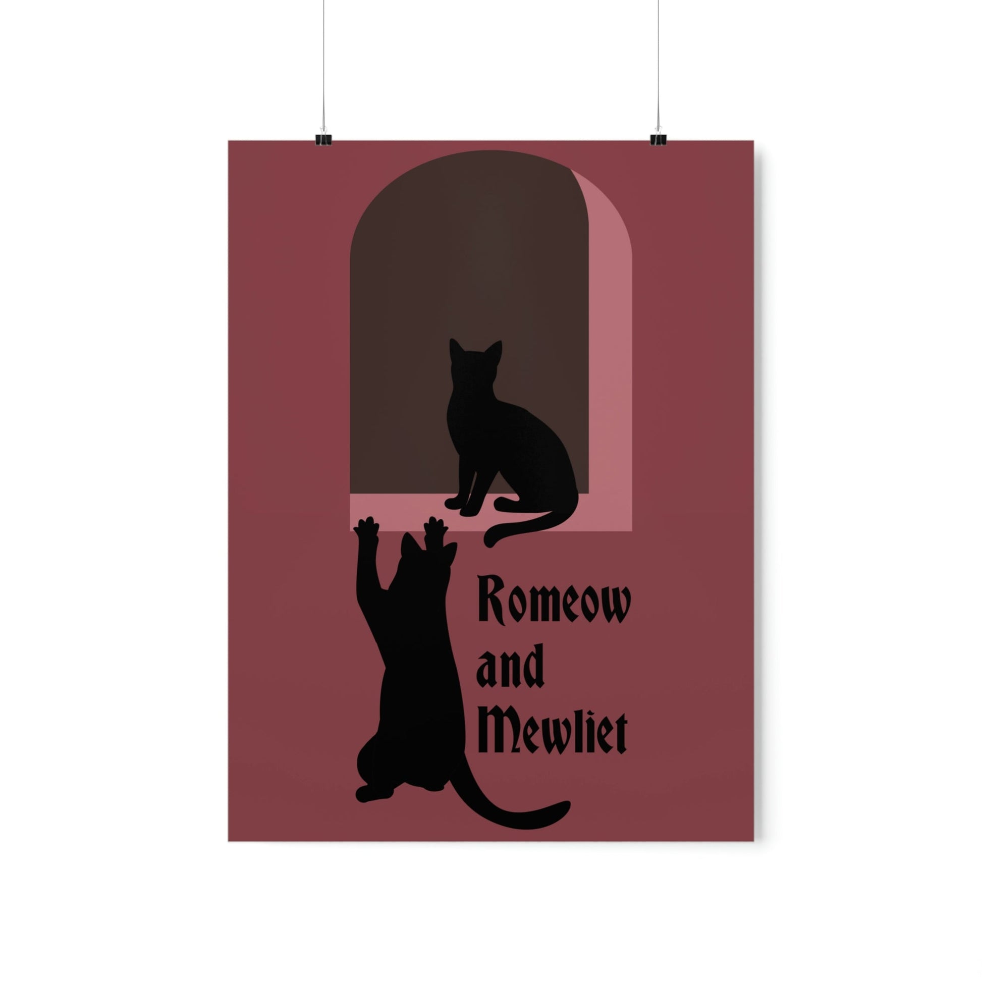 Romeow ang Mewliet Lovestory Valentine`s day Burgundy Art Premium Matte Vertical Posters Ichaku [Perfect Gifts Selection]