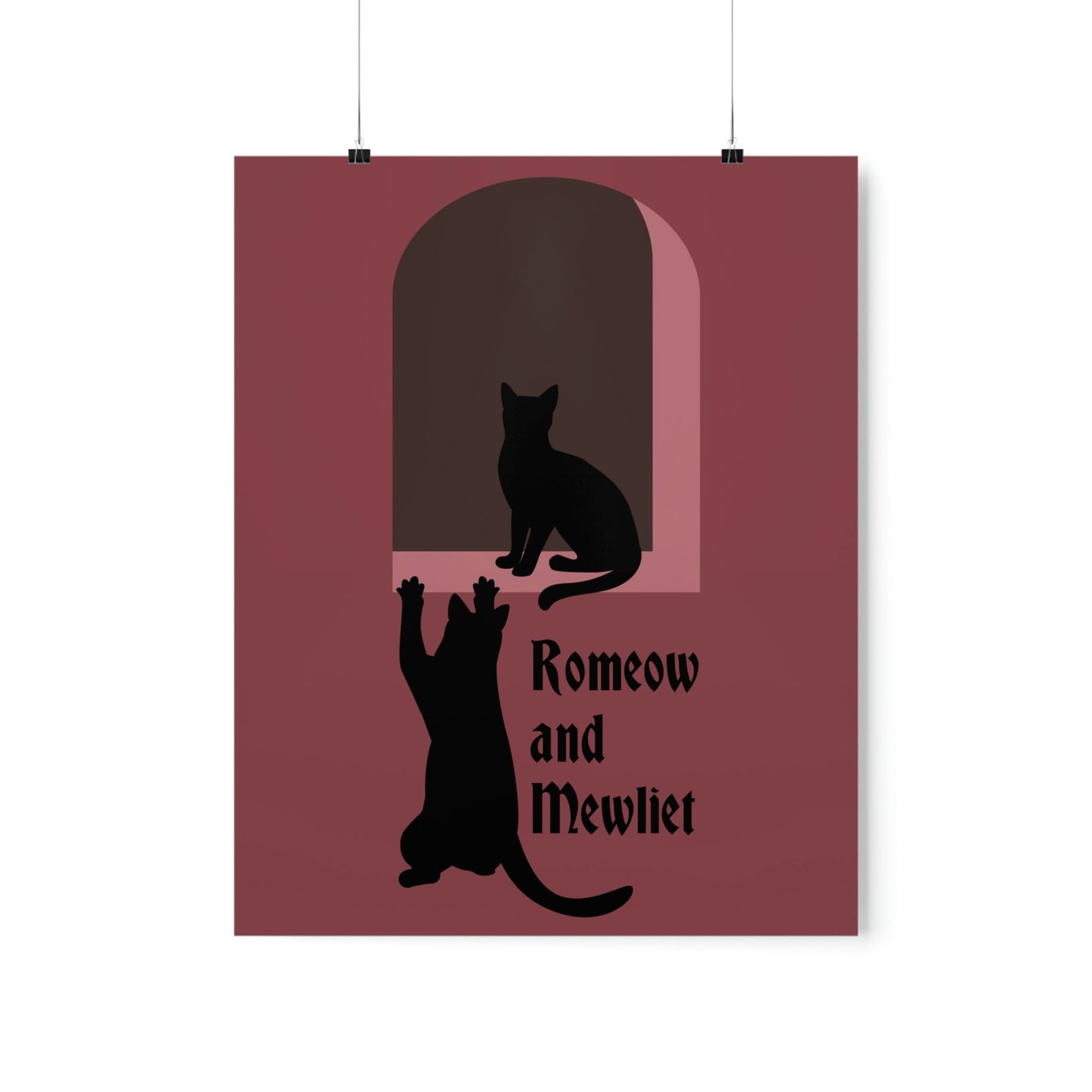 Romeow ang Mewliet Lovestory Valentine`s day Burgundy Art Premium Matte Vertical Posters Ichaku [Perfect Gifts Selection]