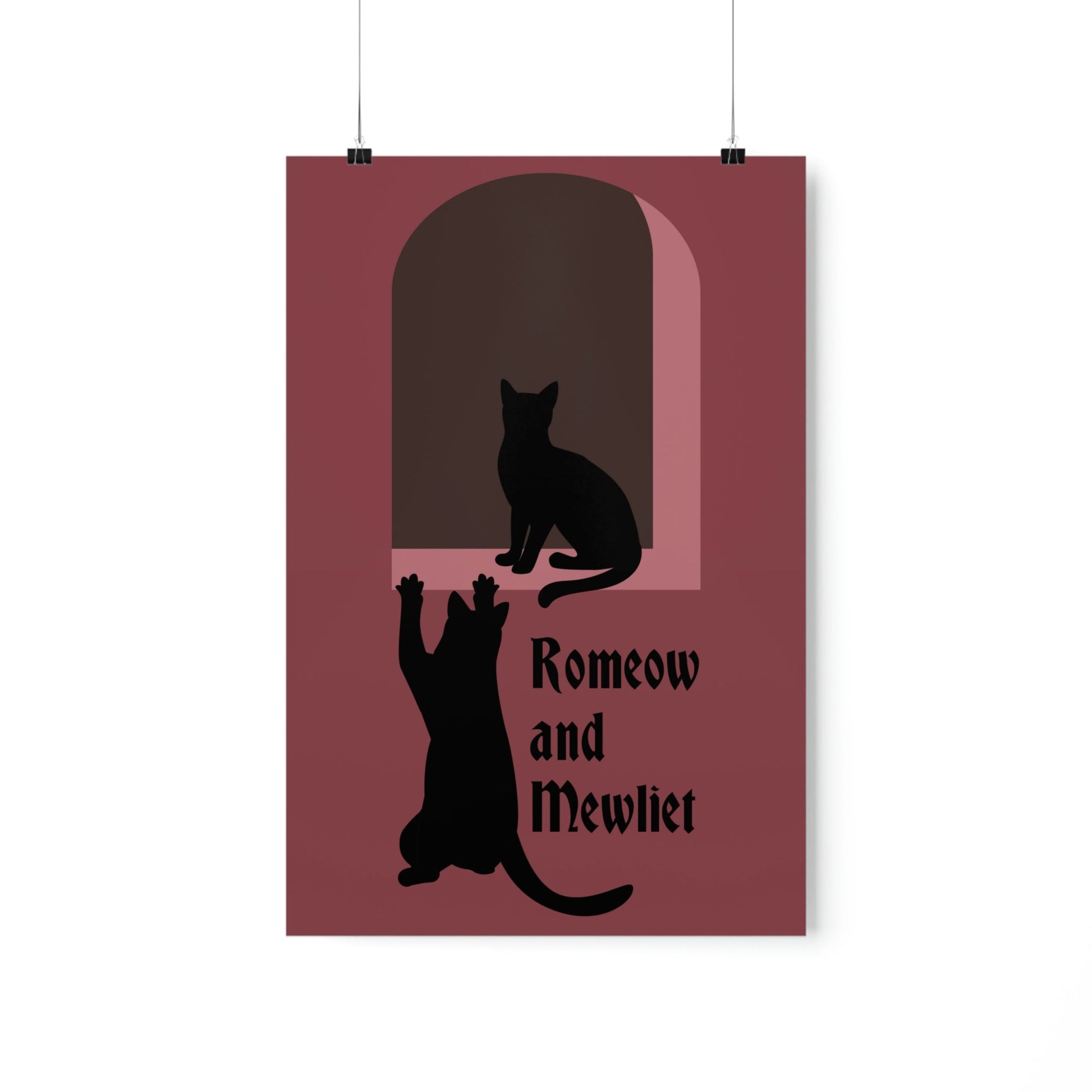 Romeow ang Mewliet Lovestory Valentine`s day Burgundy Art Premium Matte Vertical Posters Ichaku [Perfect Gifts Selection]