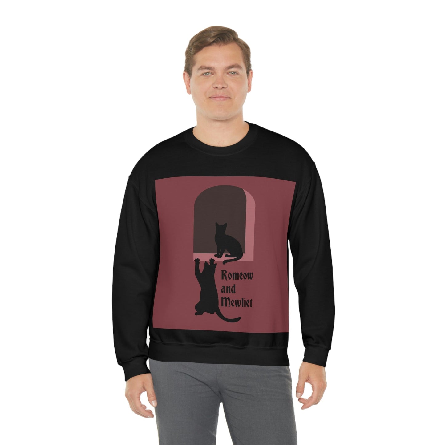 Romeow ang Mewliet Lovestory Valentine`s day Burgundy Unisex Heavy Blend™ Crewneck Sweatshirt Ichaku [Perfect Gifts Selection]