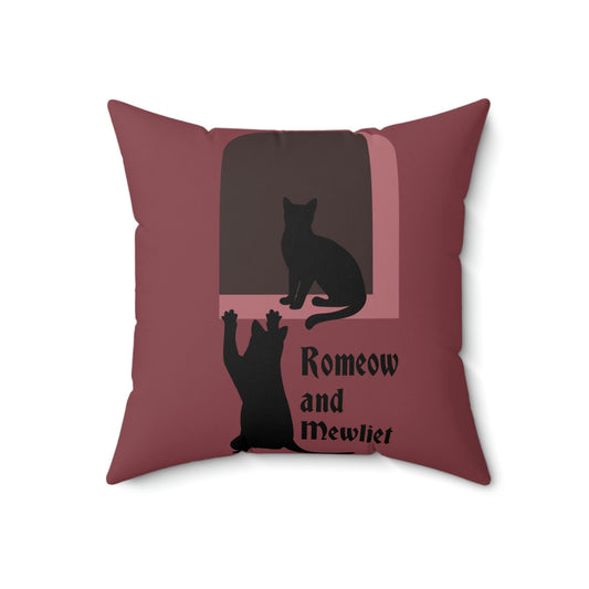 Romeow ang Mewliet Lovestory Valentine`s day Cat Lovers Art Spun Polyester Square Pillow Ichaku [Perfect Gifts Selection]