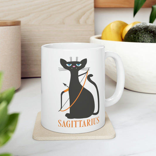 Sagittarius Cat Zodiac Sign Ceramic Mug 11oz Ichaku [Perfect Gifts Selection]