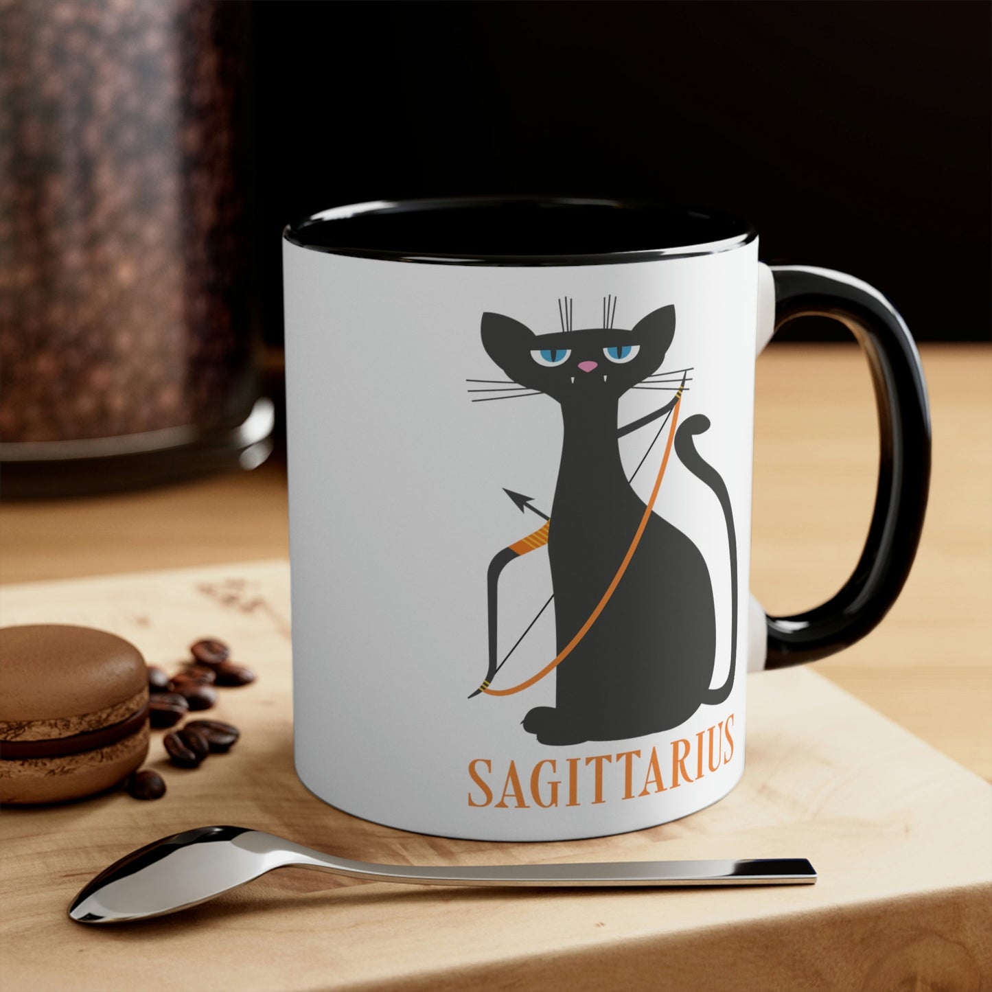 Sagittarius Cat Zodiac Sign Classic Accent Coffee Mug 11oz Ichaku [Perfect Gifts Selection]