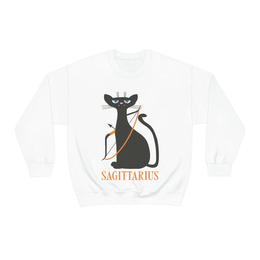 Sagittarius Cat Zodiac Sign Cute Funny Unisex Heavy Blend™ Crewneck Sweatshirt Ichaku [Perfect Gifts Selection]