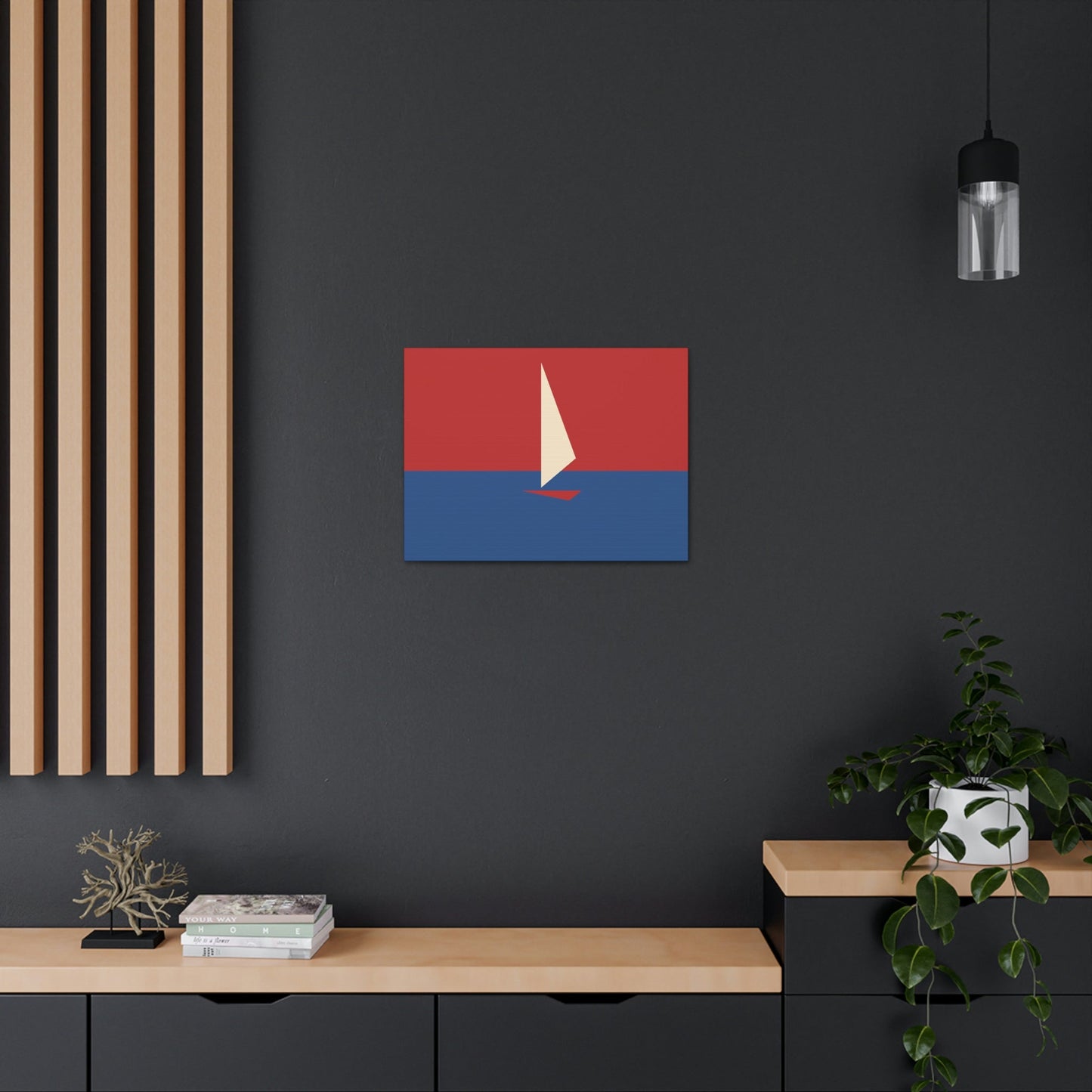 Sailboat Sea Minimalist Abstract Aesthetic Classic Art Canvas Gallery Wraps Ichaku [Perfect Gifts Selection]