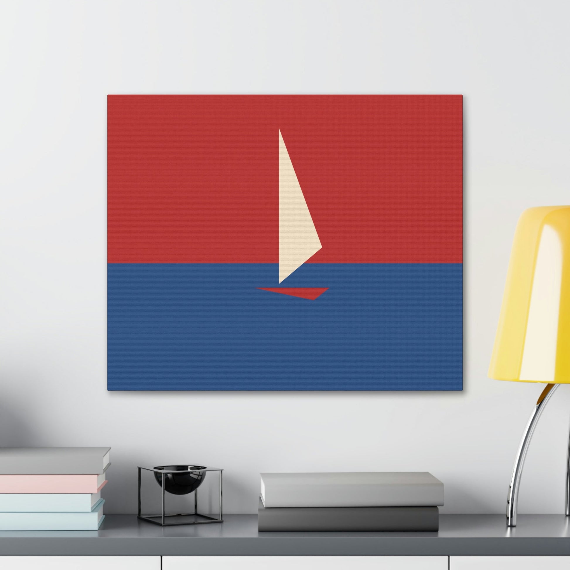 Sailboat Sea Minimalist Abstract Aesthetic Classic Art Canvas Gallery Wraps Ichaku [Perfect Gifts Selection]