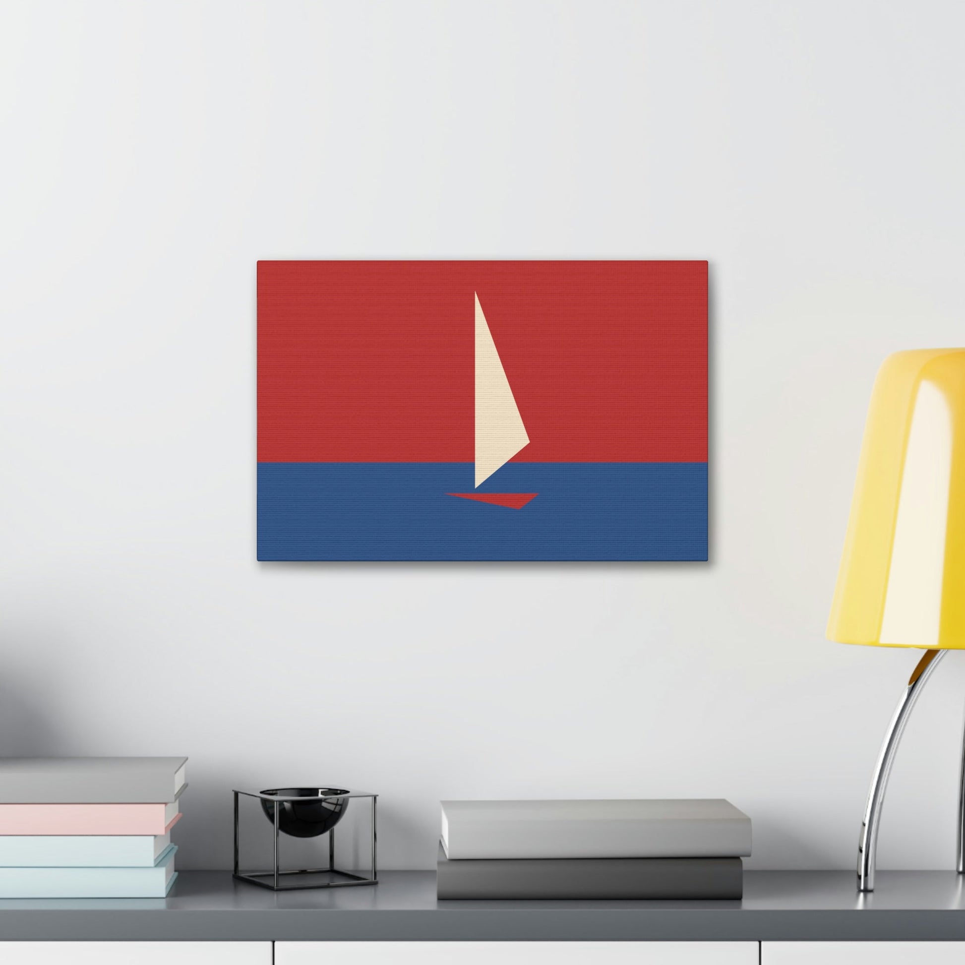 Sailboat Sea Minimalist Abstract Aesthetic Classic Art Canvas Gallery Wraps Ichaku [Perfect Gifts Selection]