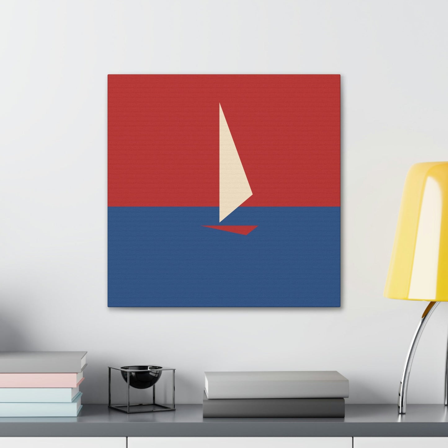 Sailboat Sea Minimalist Abstract Aesthetic Classic Art Canvas Gallery Wraps Ichaku [Perfect Gifts Selection]