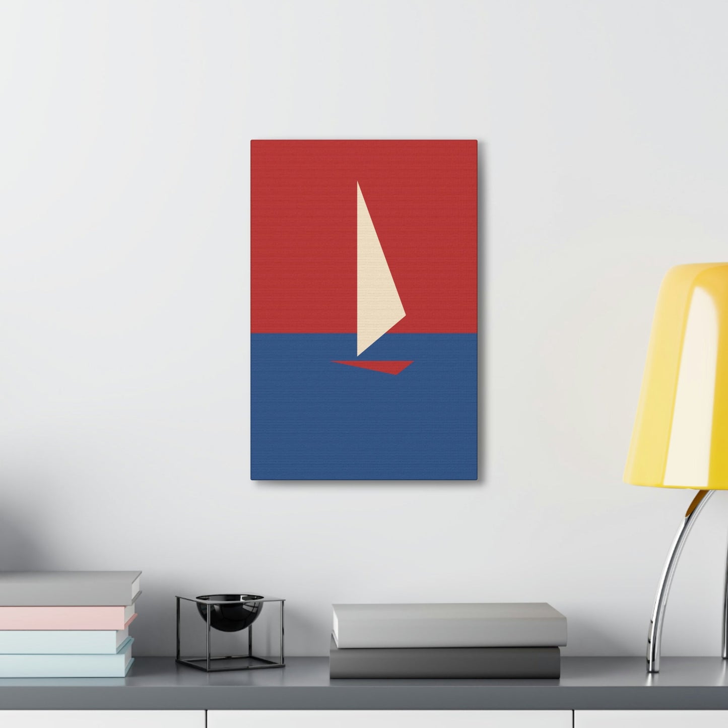 Sailboat Sea Minimalist Abstract Aesthetic Classic Art Canvas Gallery Wraps Ichaku [Perfect Gifts Selection]