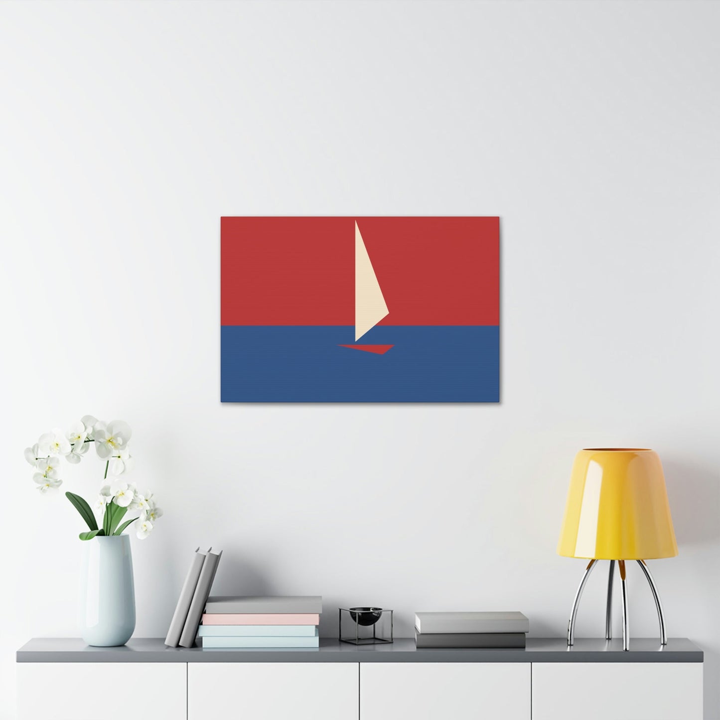 Sailboat Sea Minimalist Abstract Aesthetic Classic Art Canvas Gallery Wraps Ichaku [Perfect Gifts Selection]