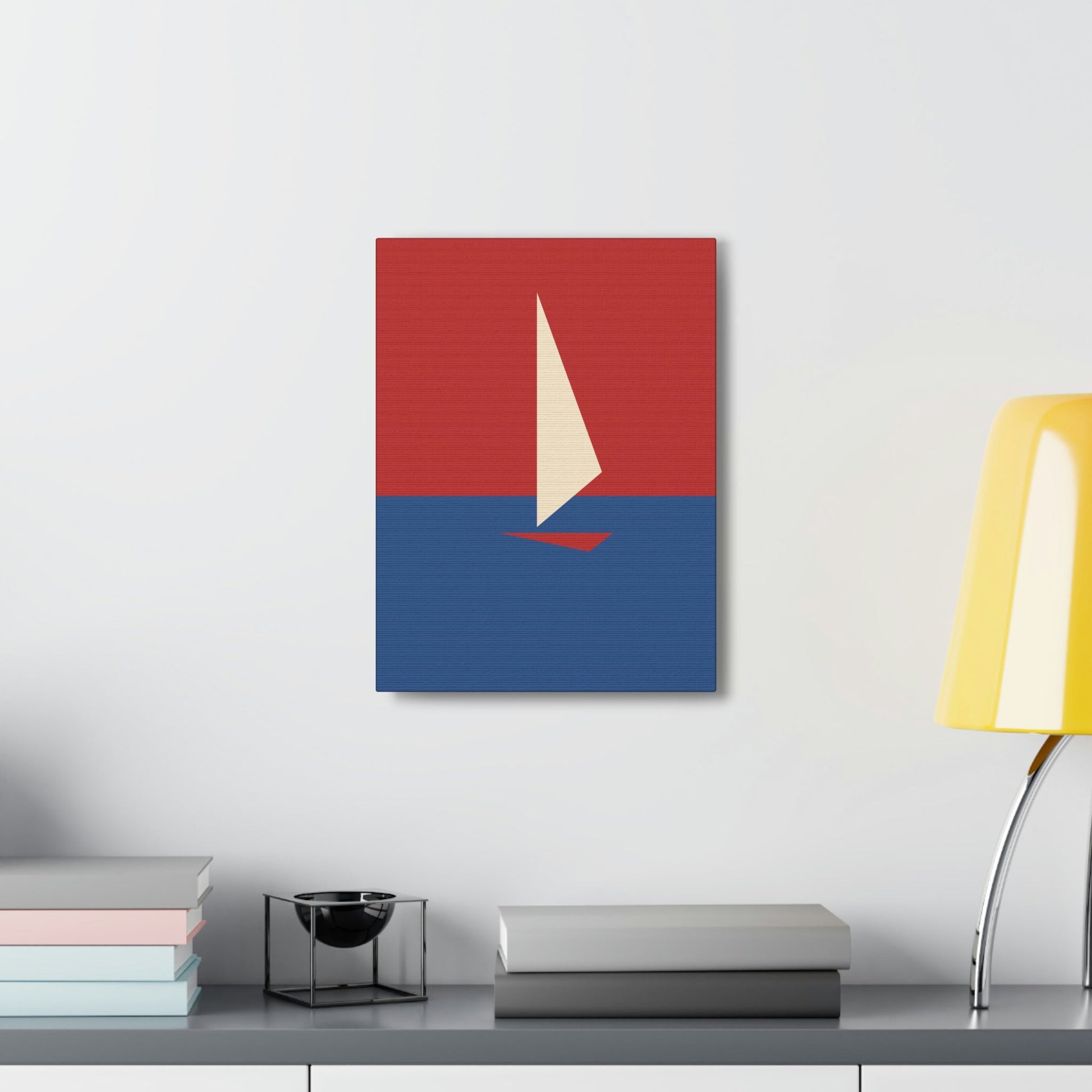 Sailboat Sea Minimalist Abstract Aesthetic Classic Art Canvas Gallery Wraps Ichaku [Perfect Gifts Selection]