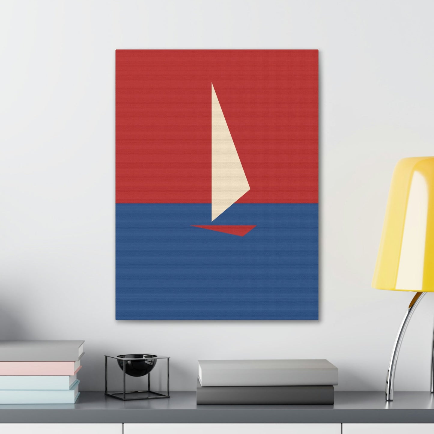 Sailboat Sea Minimalist Abstract Aesthetic Classic Art Canvas Gallery Wraps Ichaku [Perfect Gifts Selection]