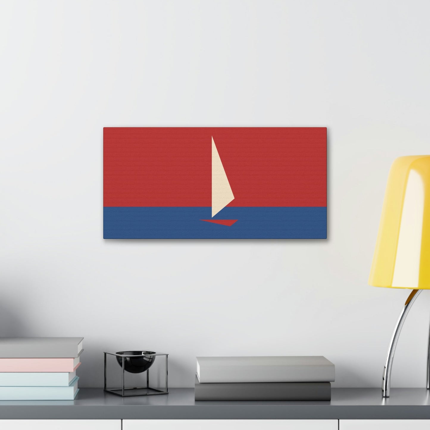 Sailboat Sea Minimalist Abstract Aesthetic Classic Art Canvas Gallery Wraps Ichaku [Perfect Gifts Selection]