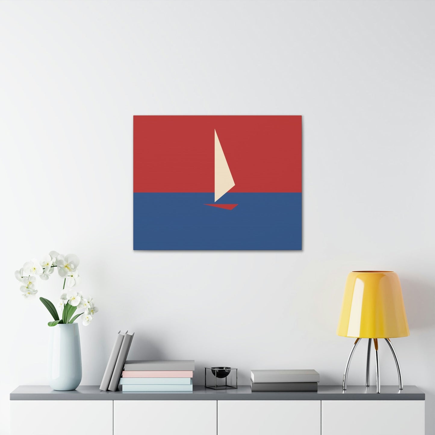 Sailboat Sea Minimalist Abstract Aesthetic Classic Art Canvas Gallery Wraps Ichaku [Perfect Gifts Selection]