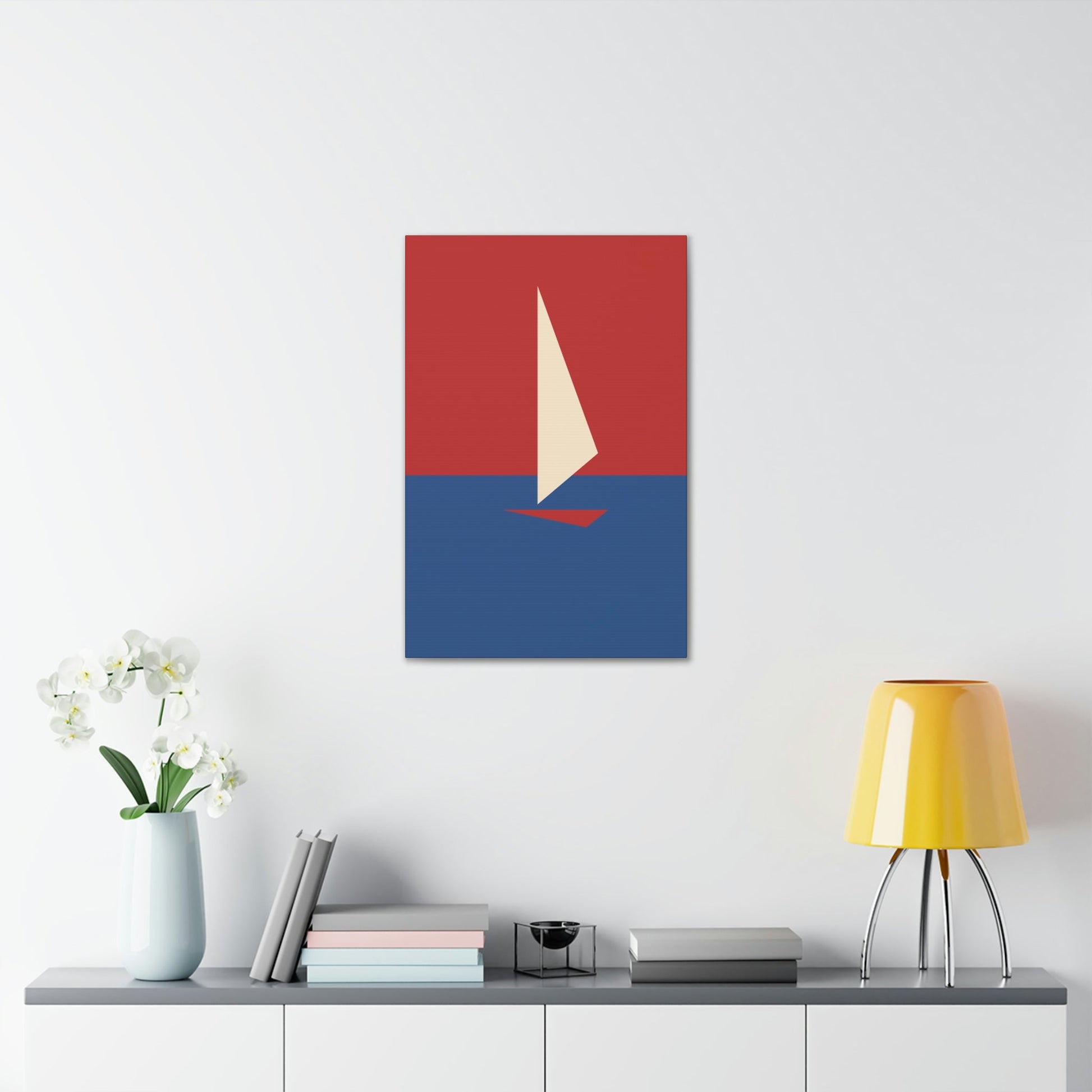 Sailboat Sea Minimalist Abstract Aesthetic Classic Art Canvas Gallery Wraps Ichaku [Perfect Gifts Selection]