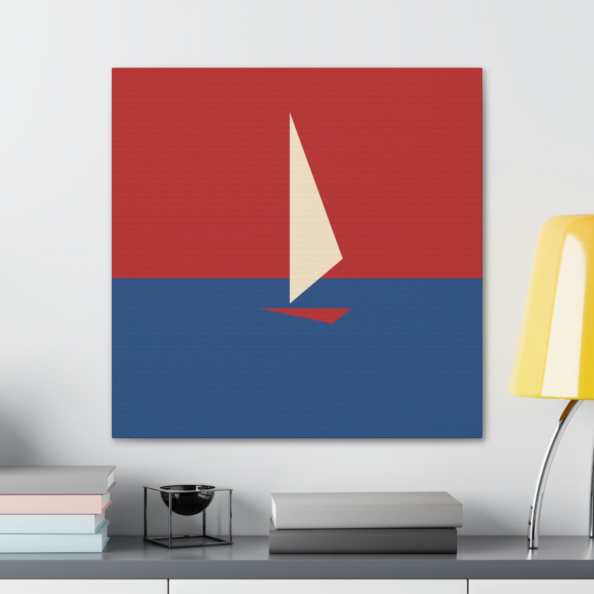 Sailboat Sea Minimalist Abstract Aesthetic Classic Art Canvas Gallery Wraps Ichaku [Perfect Gifts Selection]