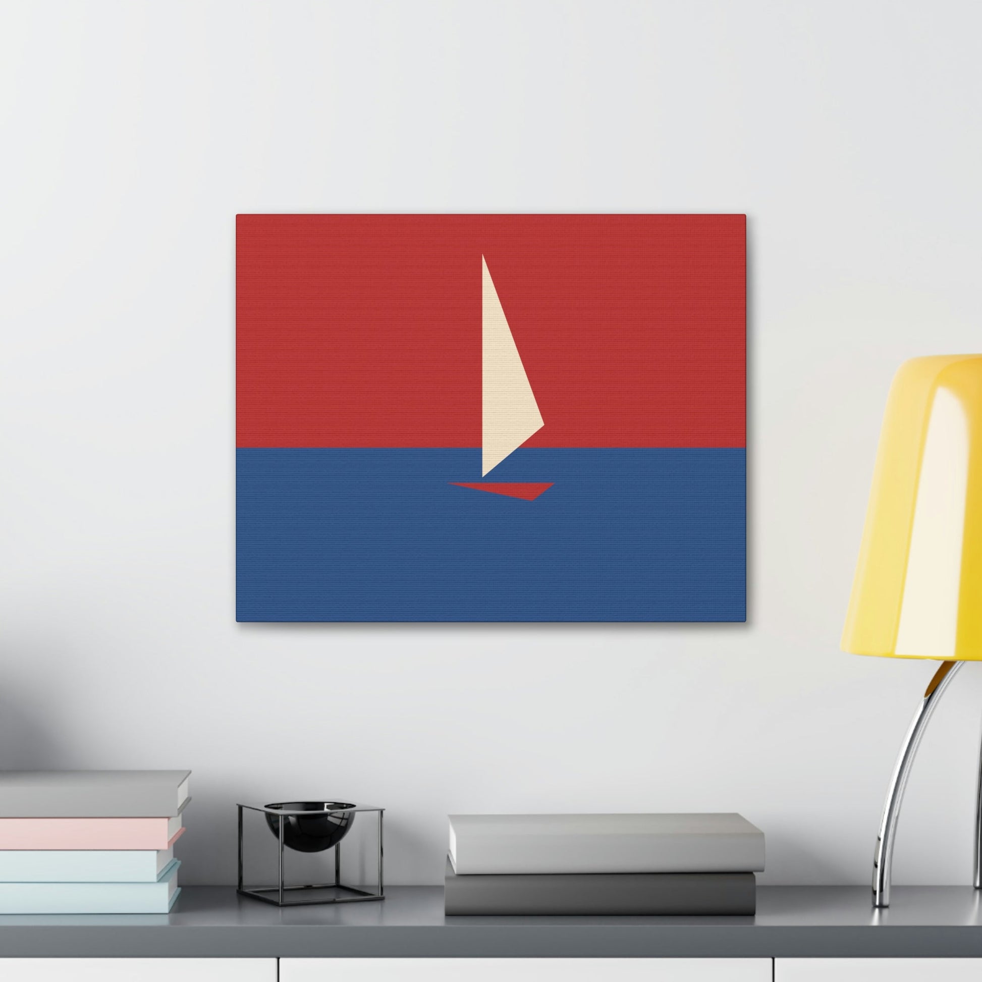 Sailboat Sea Minimalist Abstract Aesthetic Classic Art Canvas Gallery Wraps Ichaku [Perfect Gifts Selection]