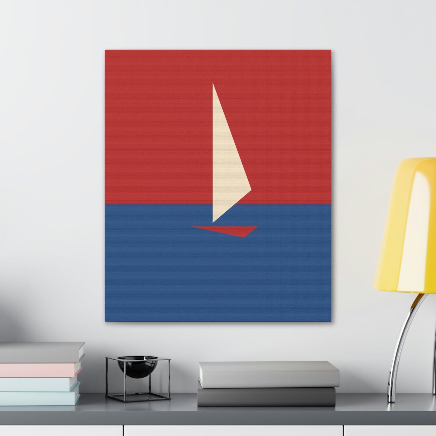 Sailboat Sea Minimalist Abstract Aesthetic Classic Art Canvas Gallery Wraps Ichaku [Perfect Gifts Selection]