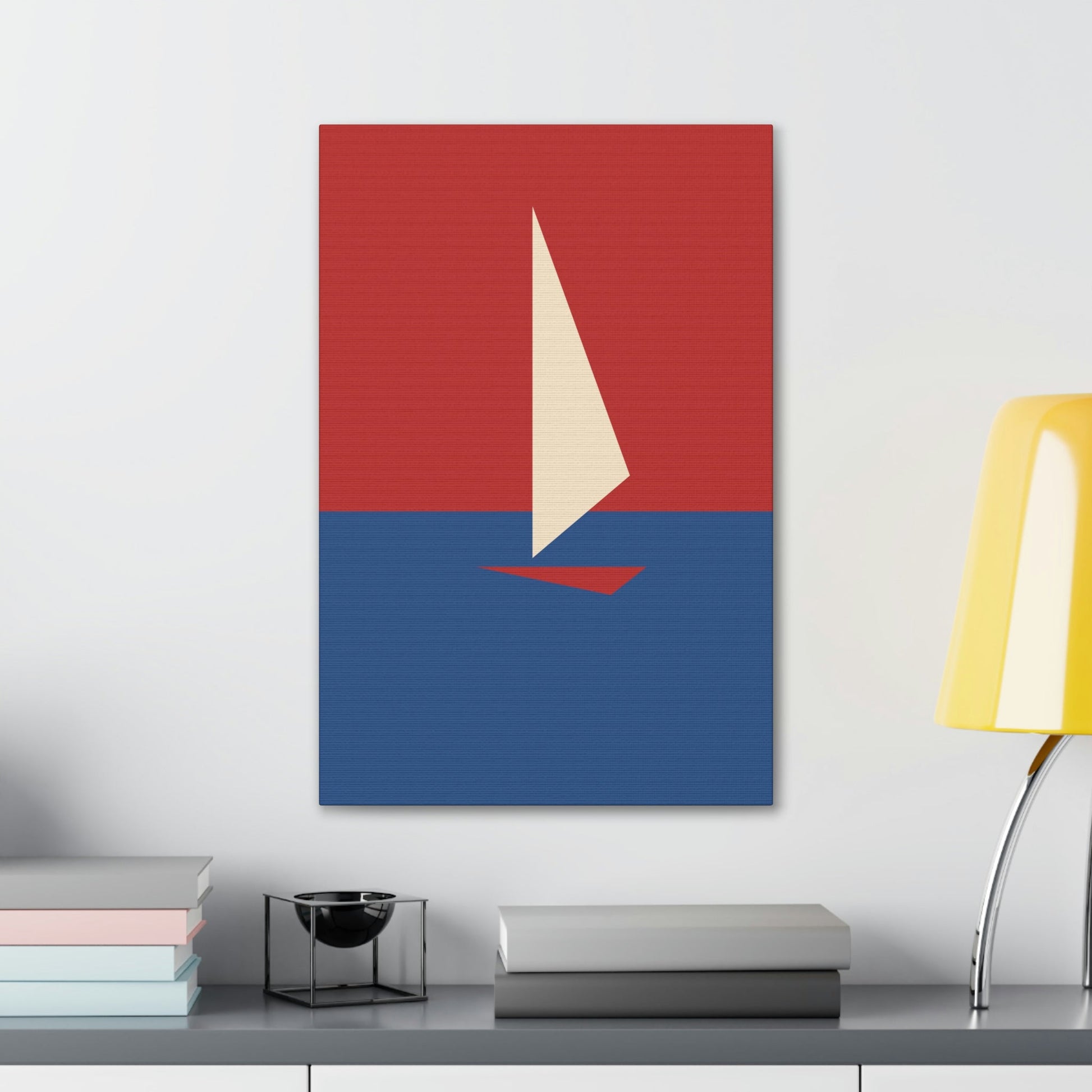 Sailboat Sea Minimalist Abstract Aesthetic Classic Art Canvas Gallery Wraps Ichaku [Perfect Gifts Selection]