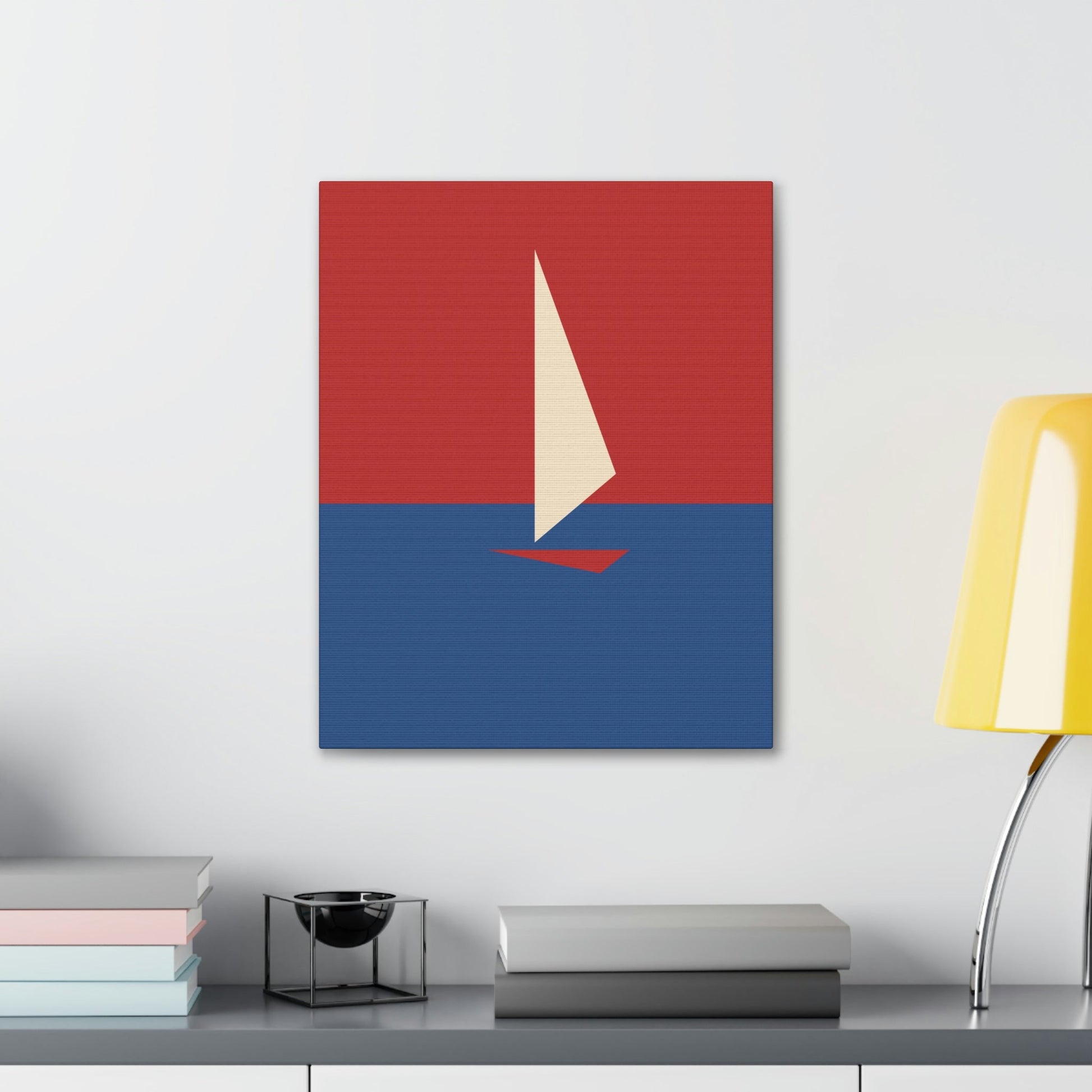 Sailboat Sea Minimalist Abstract Aesthetic Classic Art Canvas Gallery Wraps Ichaku [Perfect Gifts Selection]