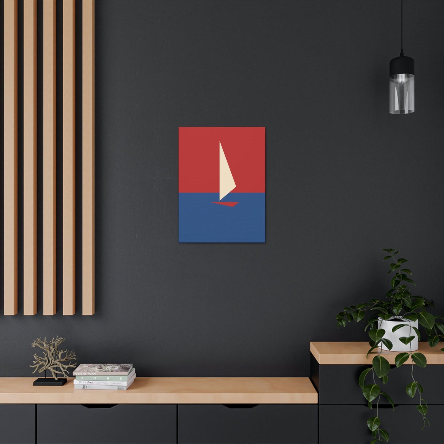 Sailboat Sea Minimalist Abstract Aesthetic Classic Art Canvas Gallery Wraps Ichaku [Perfect Gifts Selection]