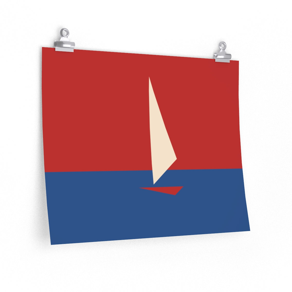 Sailboat Sea Minimalist Abstract Art Premium Matte Horizontal Posters Ichaku [Perfect Gifts Selection]