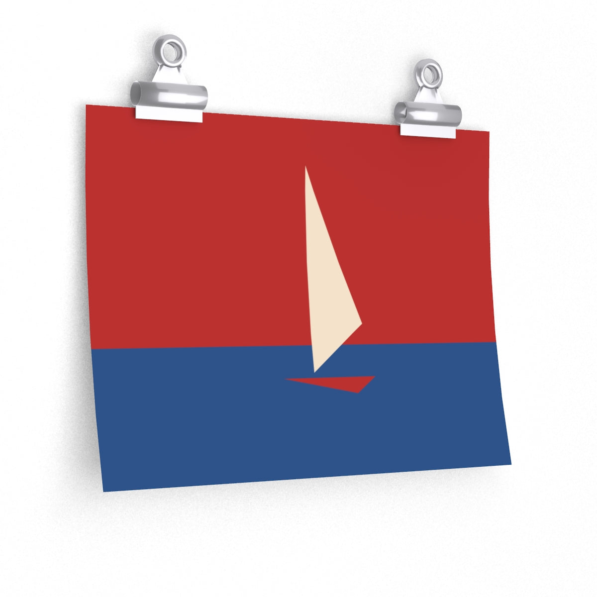 Sailboat Sea Minimalist Abstract Art Premium Matte Horizontal Posters Ichaku [Perfect Gifts Selection]