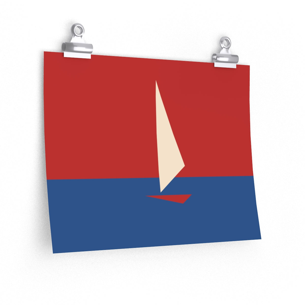 Sailboat Sea Minimalist Abstract Art Premium Matte Horizontal Posters Ichaku [Perfect Gifts Selection]