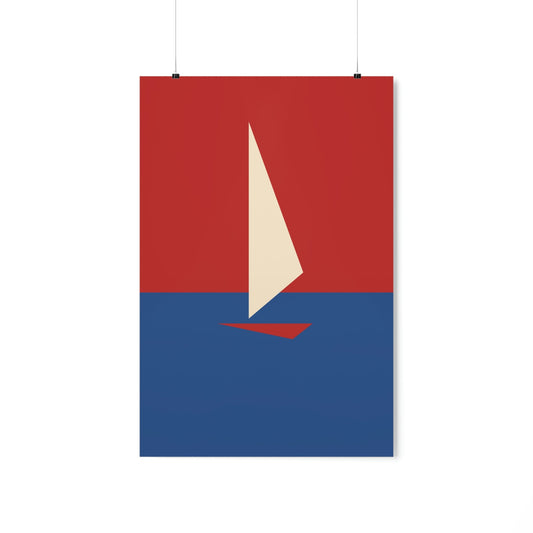 Sailboat Sea Minimalist Abstract Art Premium Matte Vertical Posters Ichaku [Perfect Gifts Selection]