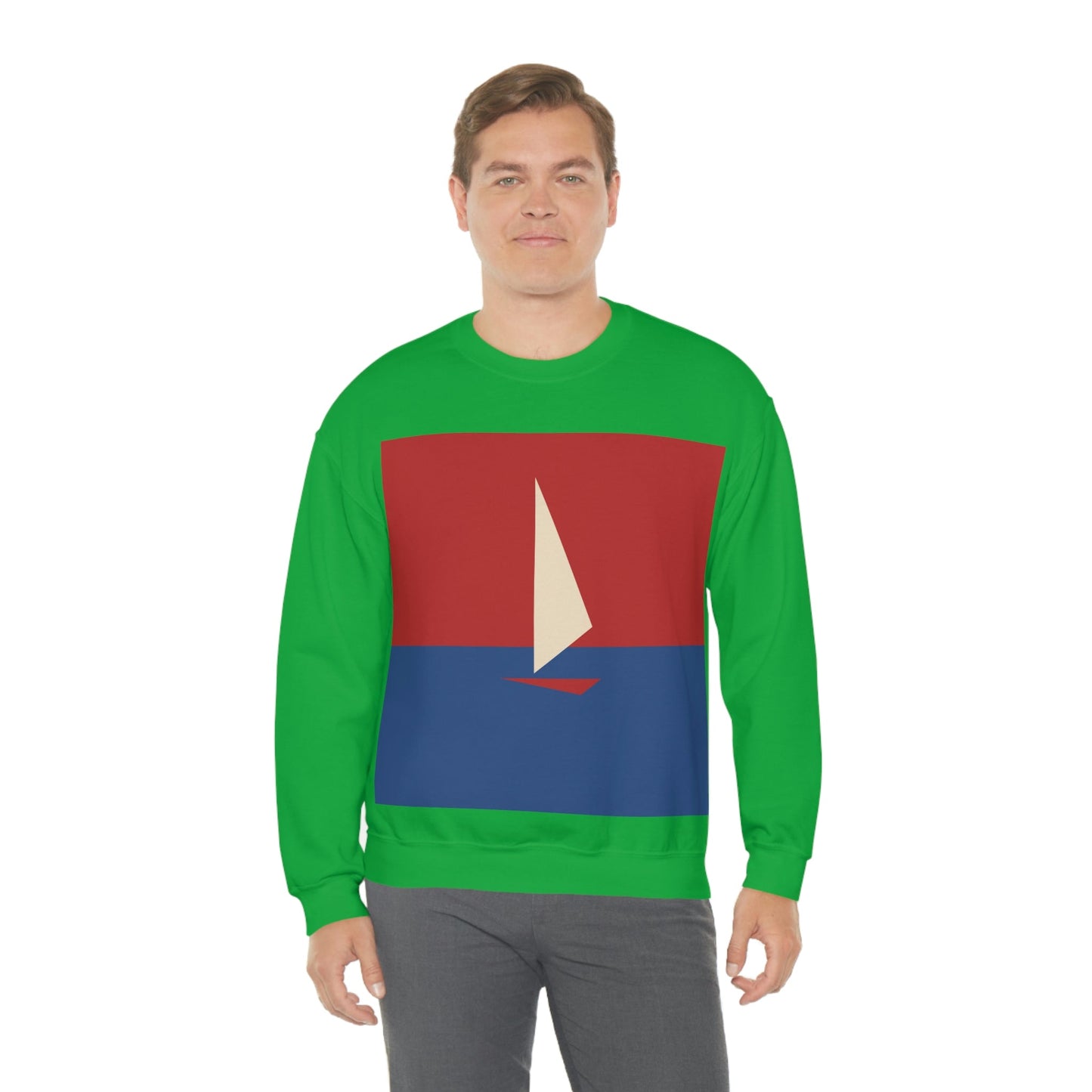 Sailboat Sea Minimalist Abstract Art Unisex Heavy Blend™ Crewneck Sweatshirt Ichaku [Perfect Gifts Selection]