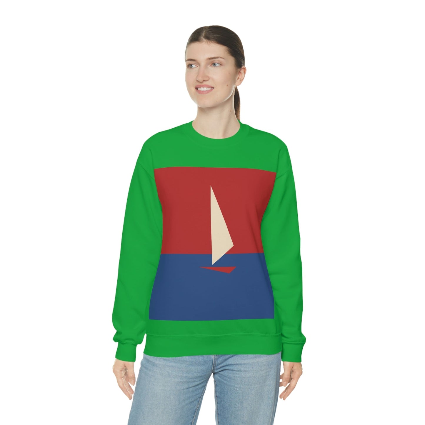 Sailboat Sea Minimalist Abstract Art Unisex Heavy Blend™ Crewneck Sweatshirt Ichaku [Perfect Gifts Selection]