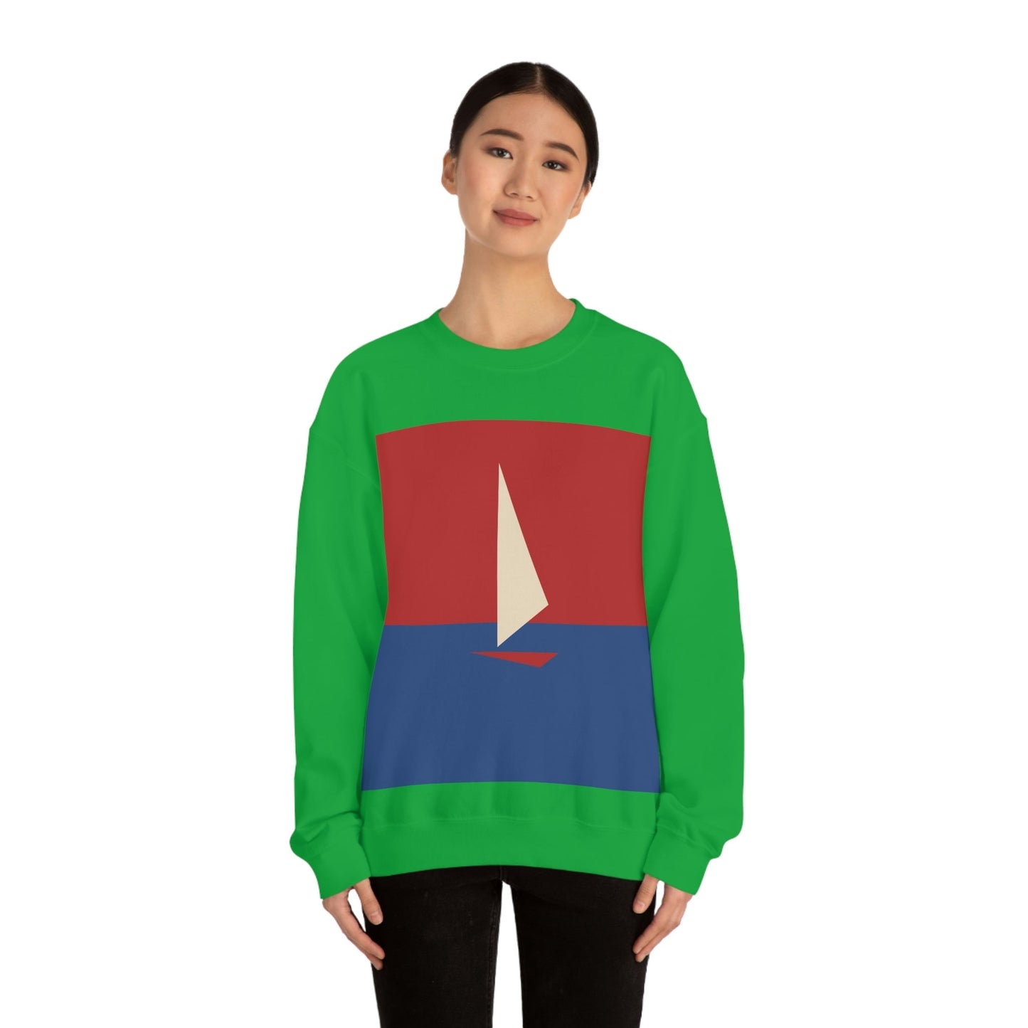 Sailboat Sea Minimalist Abstract Art Unisex Heavy Blend™ Crewneck Sweatshirt Ichaku [Perfect Gifts Selection]