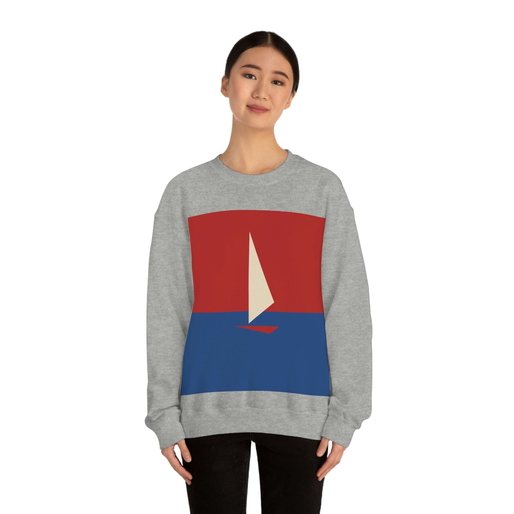 Sailboat Sea Minimalist Abstract Art Unisex Heavy Blend™ Crewneck Sweatshirt Ichaku [Perfect Gifts Selection]