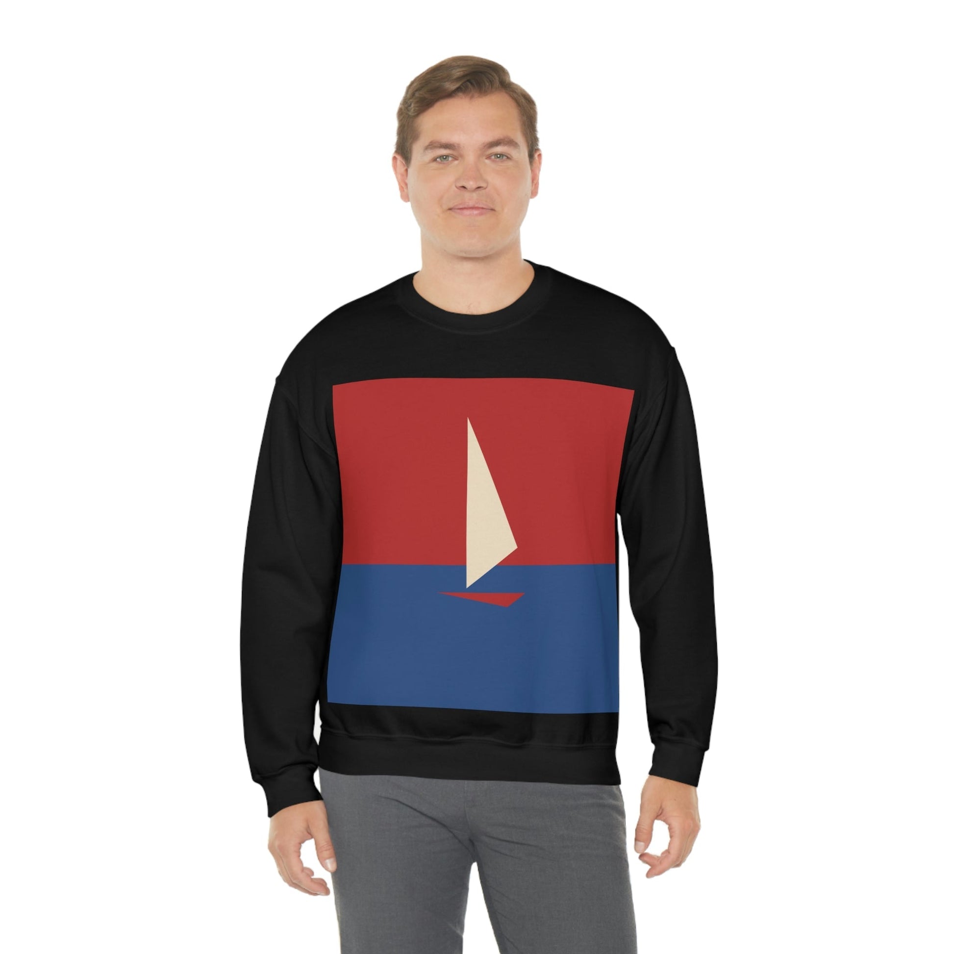 Sailboat Sea Minimalist Abstract Art Unisex Heavy Blend™ Crewneck Sweatshirt Ichaku [Perfect Gifts Selection]